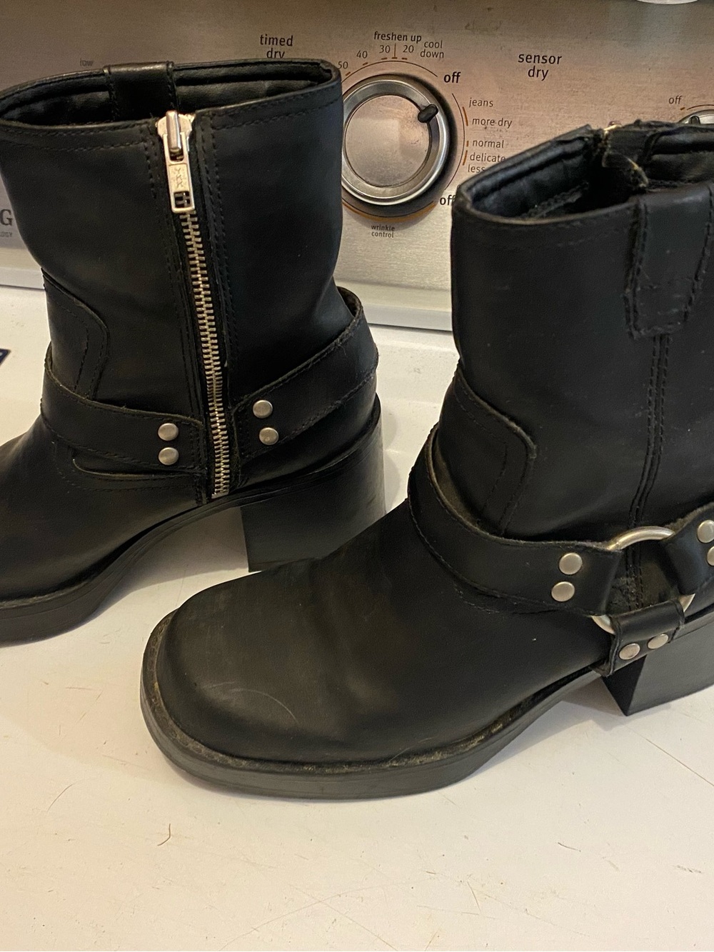 Black Harness Ankle Boots - Women's
